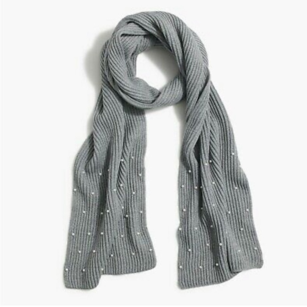 🎉HP🎉 J. Crew Pearl Embellished Gray Scarf